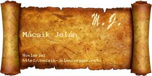 Mácsik Jolán névjegykártya